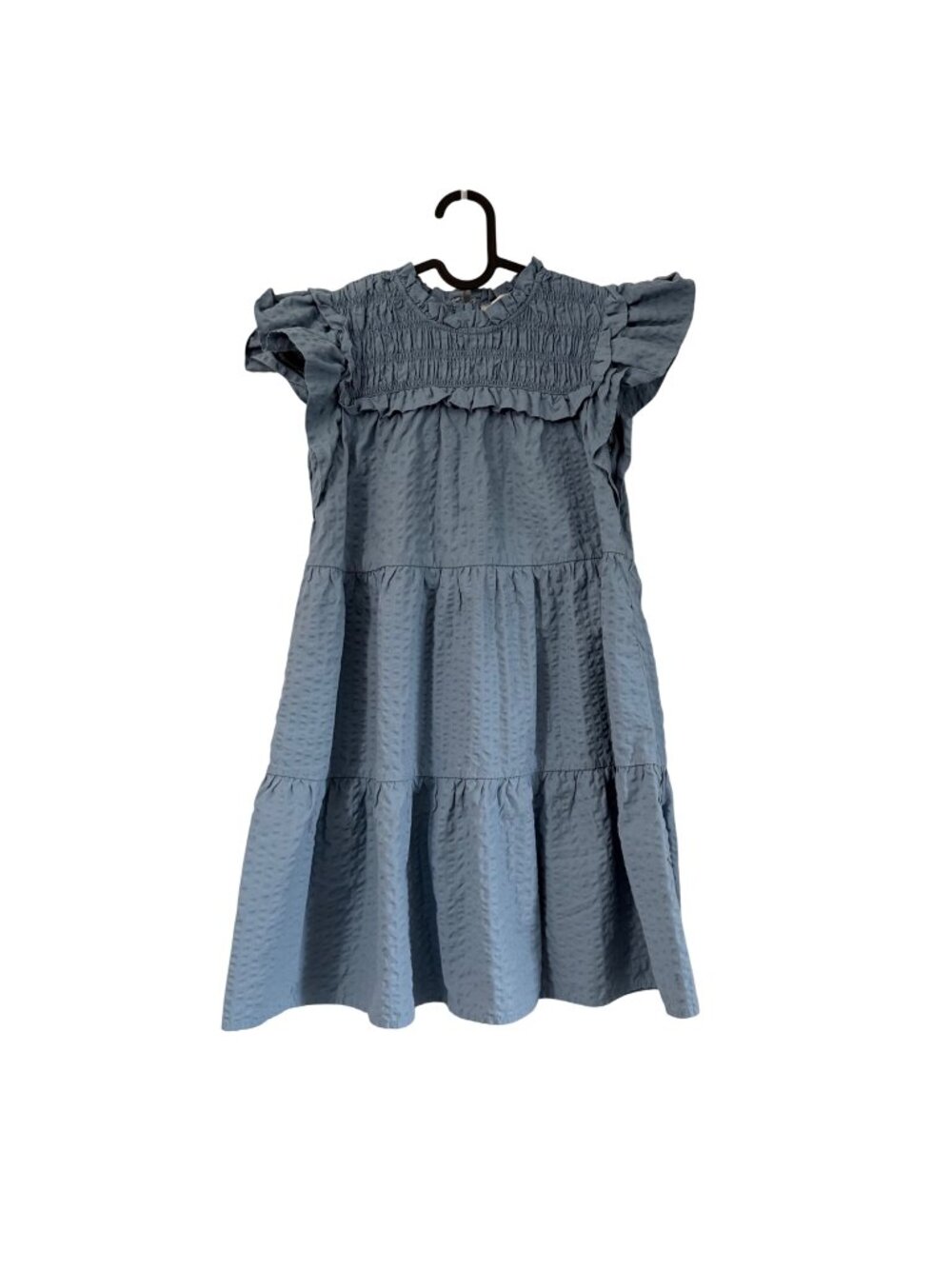 Sea New York Blue Smocked Tiered Short Sleeve Dress Girls Size 8 Years
